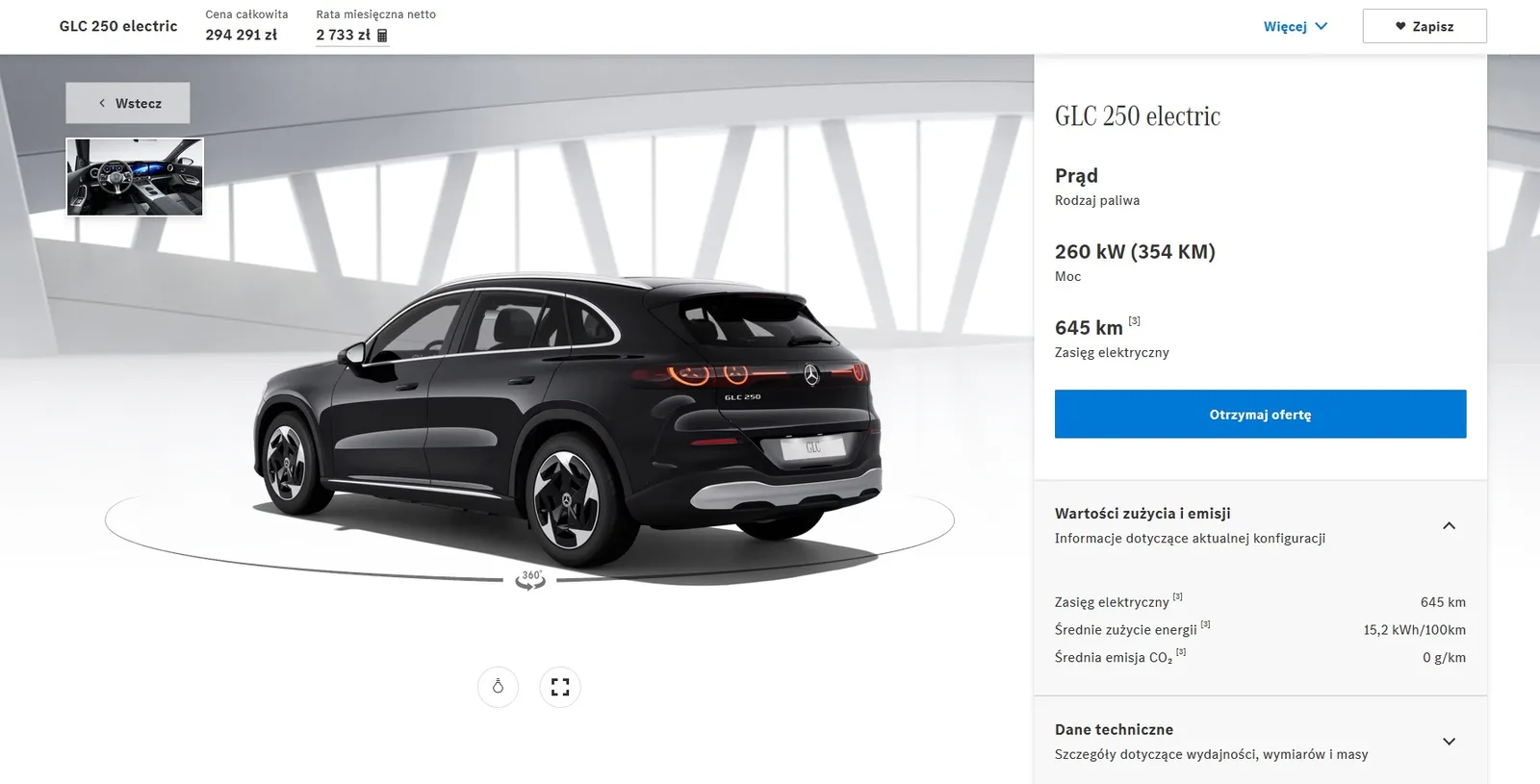 PREZZI: Mercedes GLC Electric a partire da 280.700 zloty nella versione GLC 250 con batteria da ~90 (85) kWh e trazione posteriore