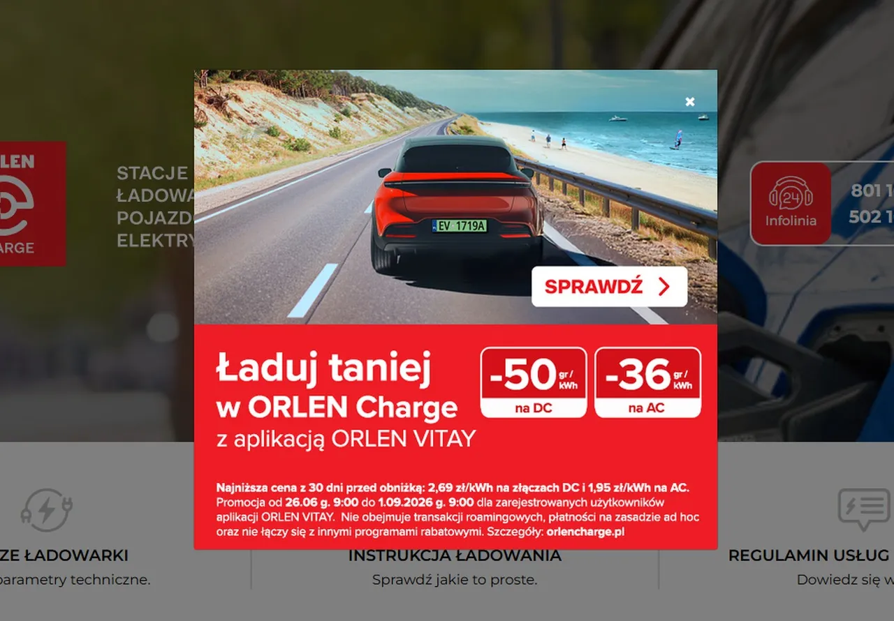 Tariffe estive di Orlen Charge: 2,19 zł/kWh in corrente continua, 1,59 zł/kWh in corrente alternata. La promozione è iniziata. In più: la prima carica ultraveloce in Polonia