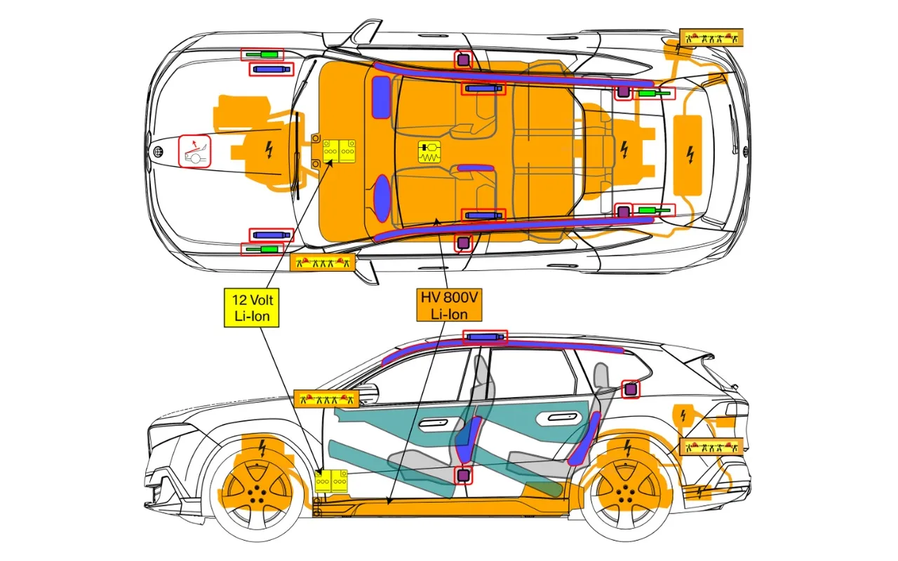 BMW iX3 con batteria da 12 V nell’abitacolo (LFP), Tesla Cybercab con antenna Starlink. Due esempi di integrazione