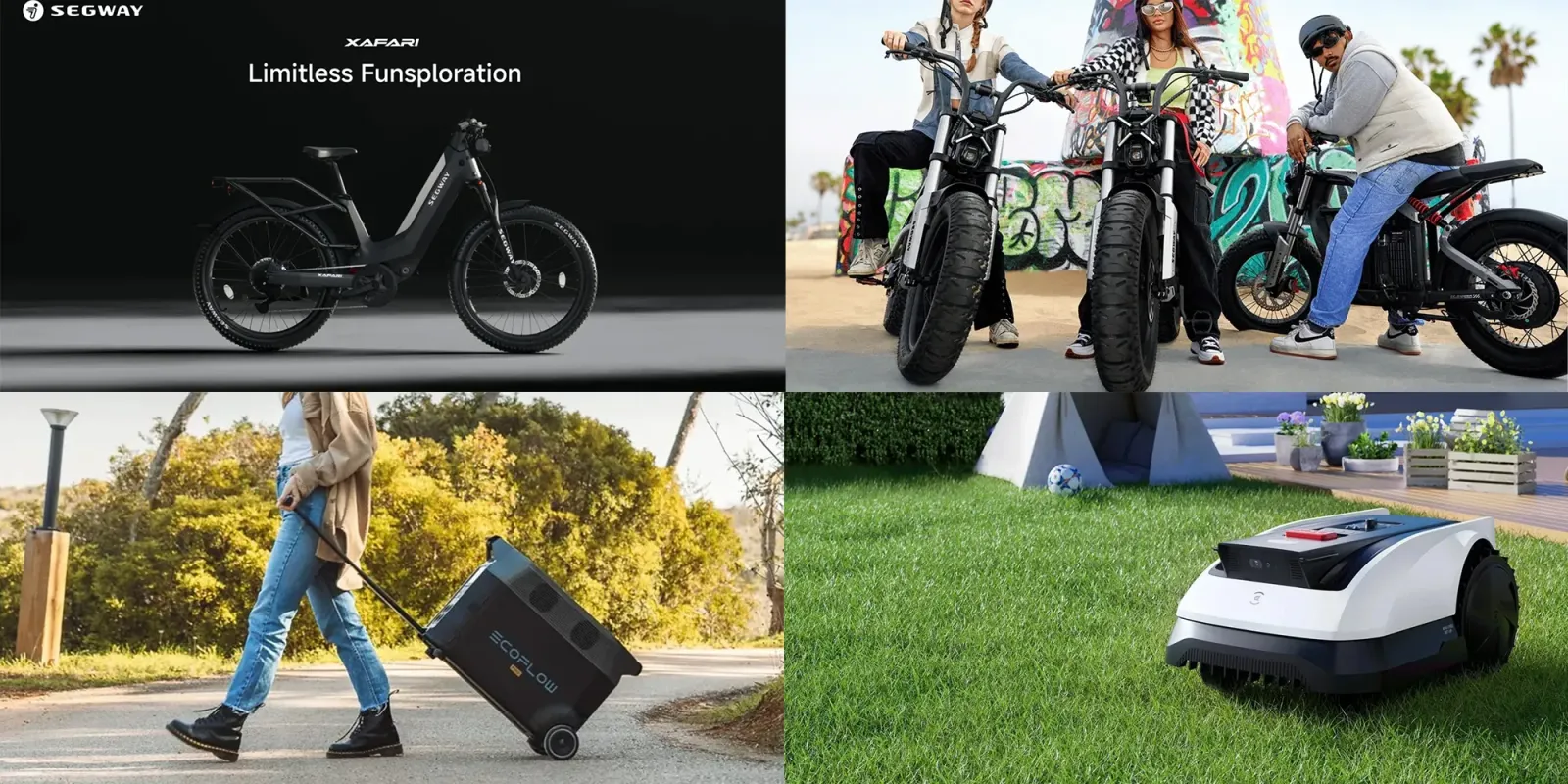 Segway Xafari електровелосипед новий — 1 500 доларів, знижка до 900 доларів; Xyber електровелосипед новий — 2 300 доларів, знижка до 1 000 доларів; спеціальна пропозиція від EcoFlow, ECOVACS та багато іншого.