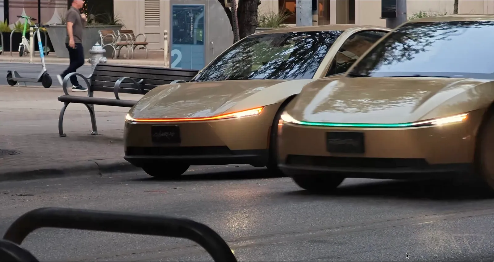 Tesla Cybercab testuje RGB na przednim pasie. Pomysł jest sprytny, ale przepisy szybko go przytną