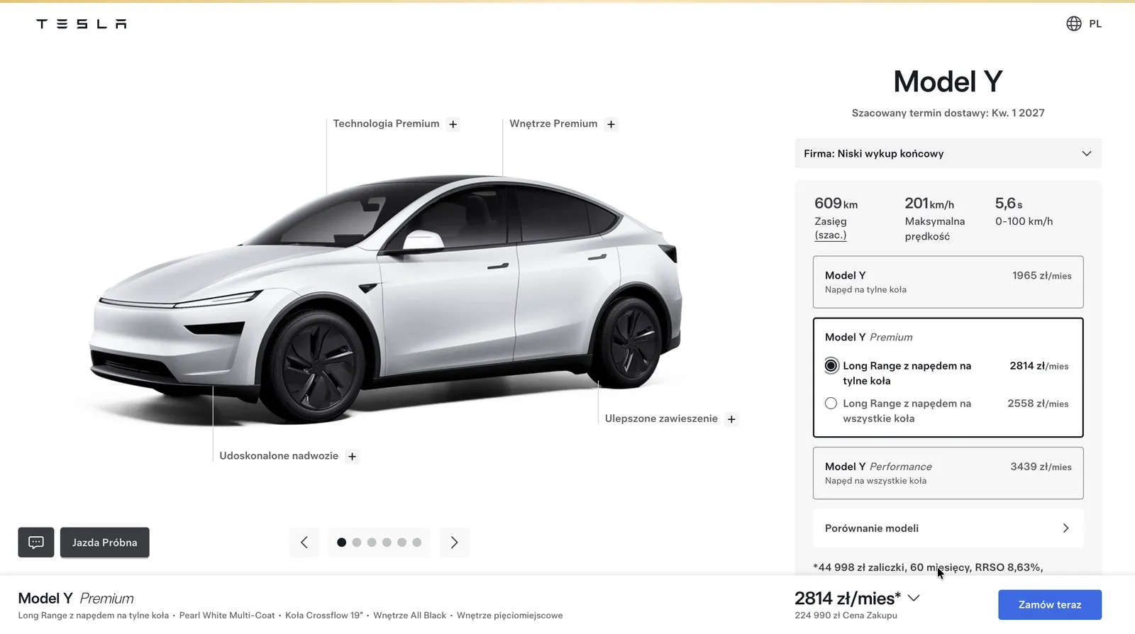 Tesla Model 3 i Model Y z dostawą na przełomie 2026 i 2027. Koniec aut na ten rok robi się realny