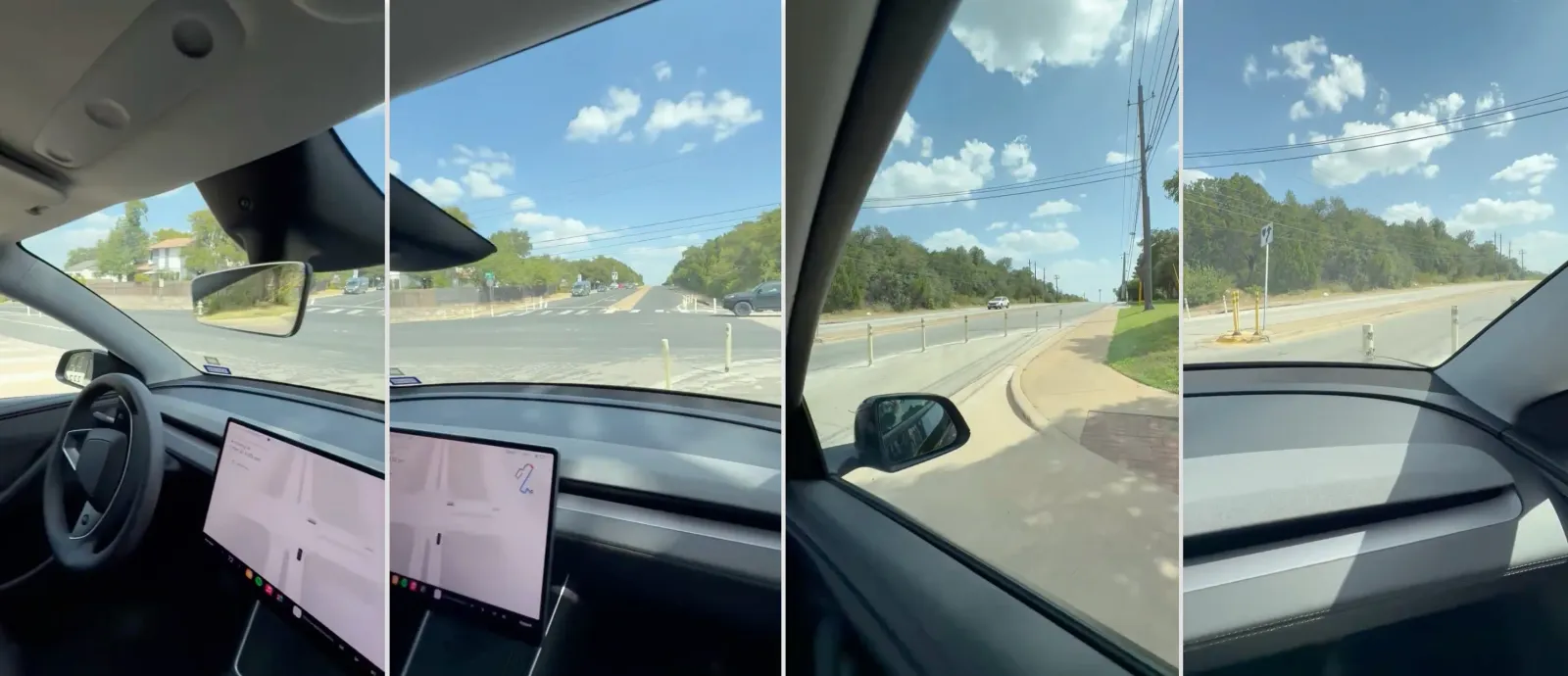 Tesla Robotaxi che urta i pali di protezione