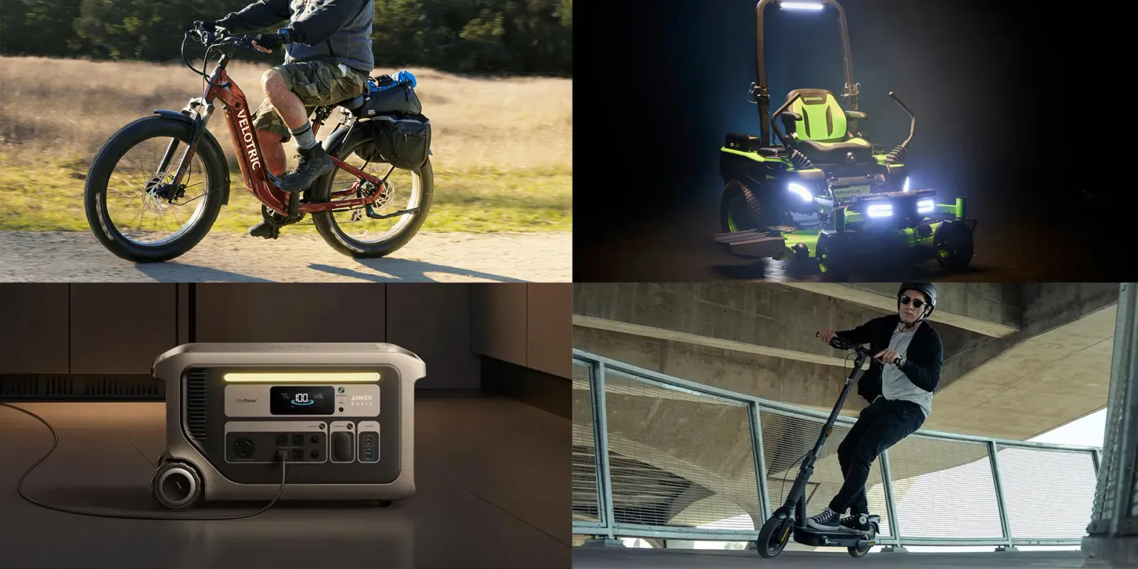 Velotric Nomad 2 E-Bike, neu, zum niedrigen Preis von 1.749; Greenworks 60V 54-Zoll MaximusZ-Mäher-Set zum niedrigen Preis; Anker SOLIX, Segway – und mehr.