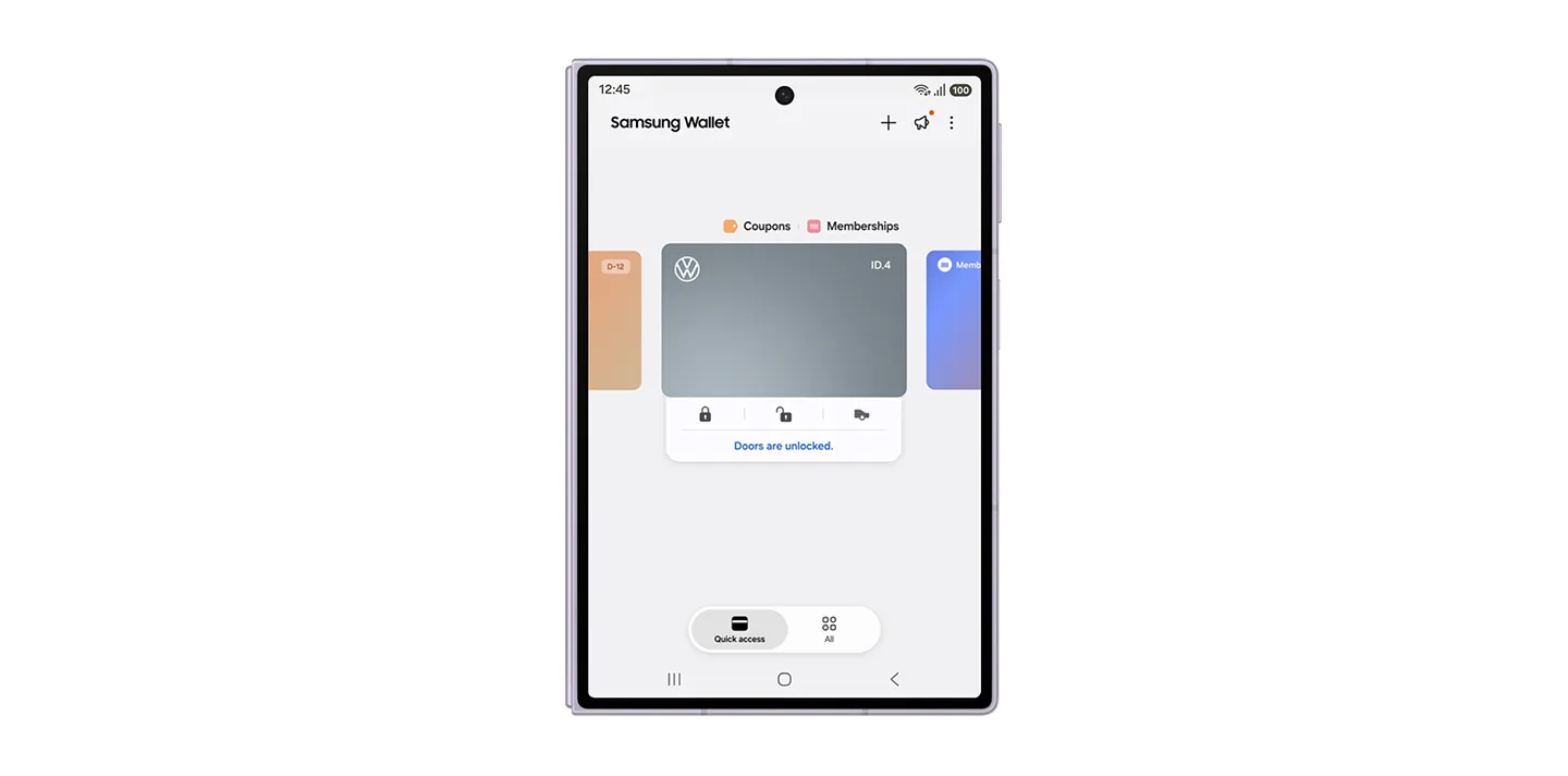 Volkswagen integra Digital Key in Samsung Wallet. La funzione sarà disponibile in Europa per le auto con software ID 6.0.1.