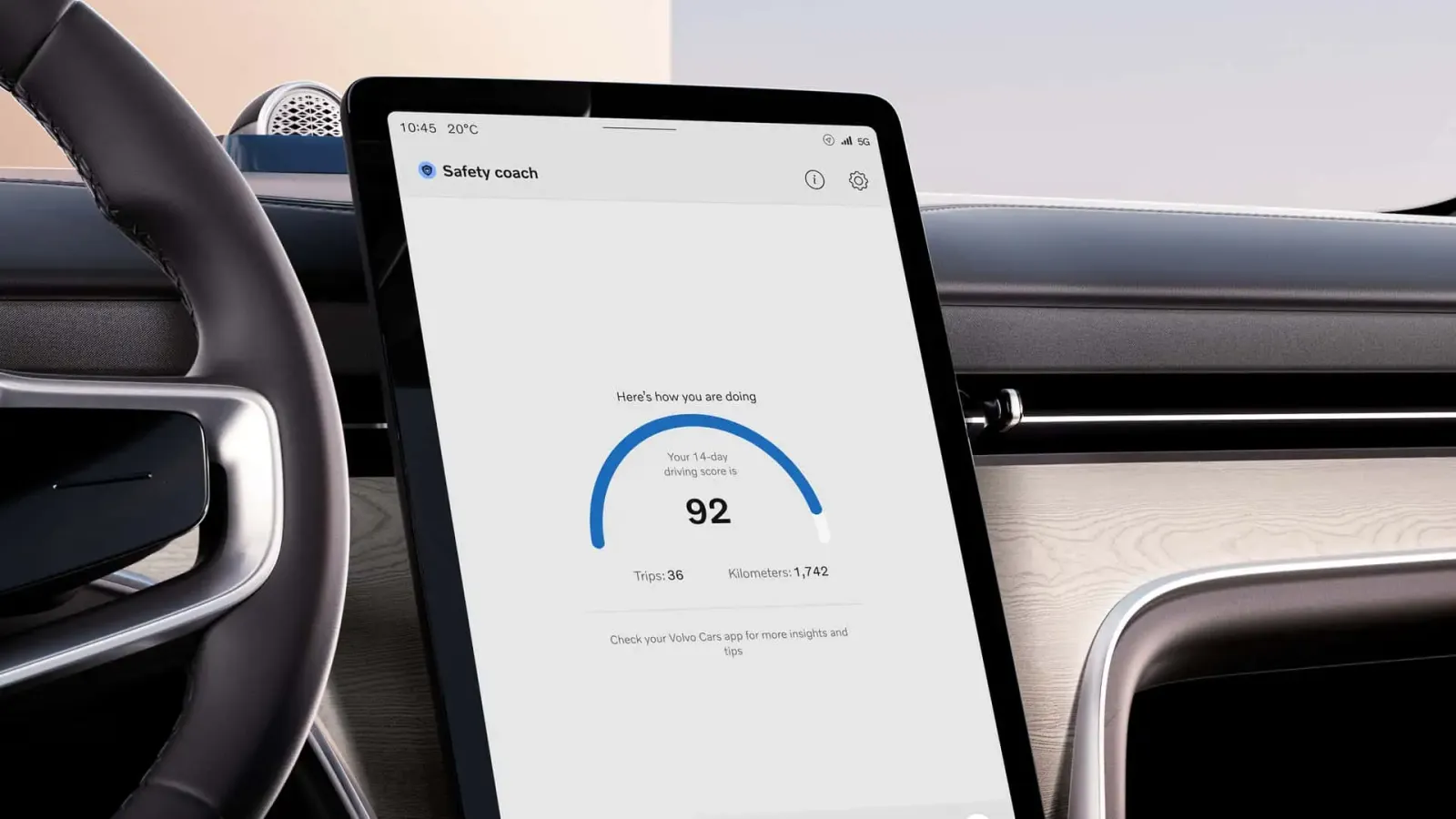 Aplicación Safety Coach de Volvo en el vehículo