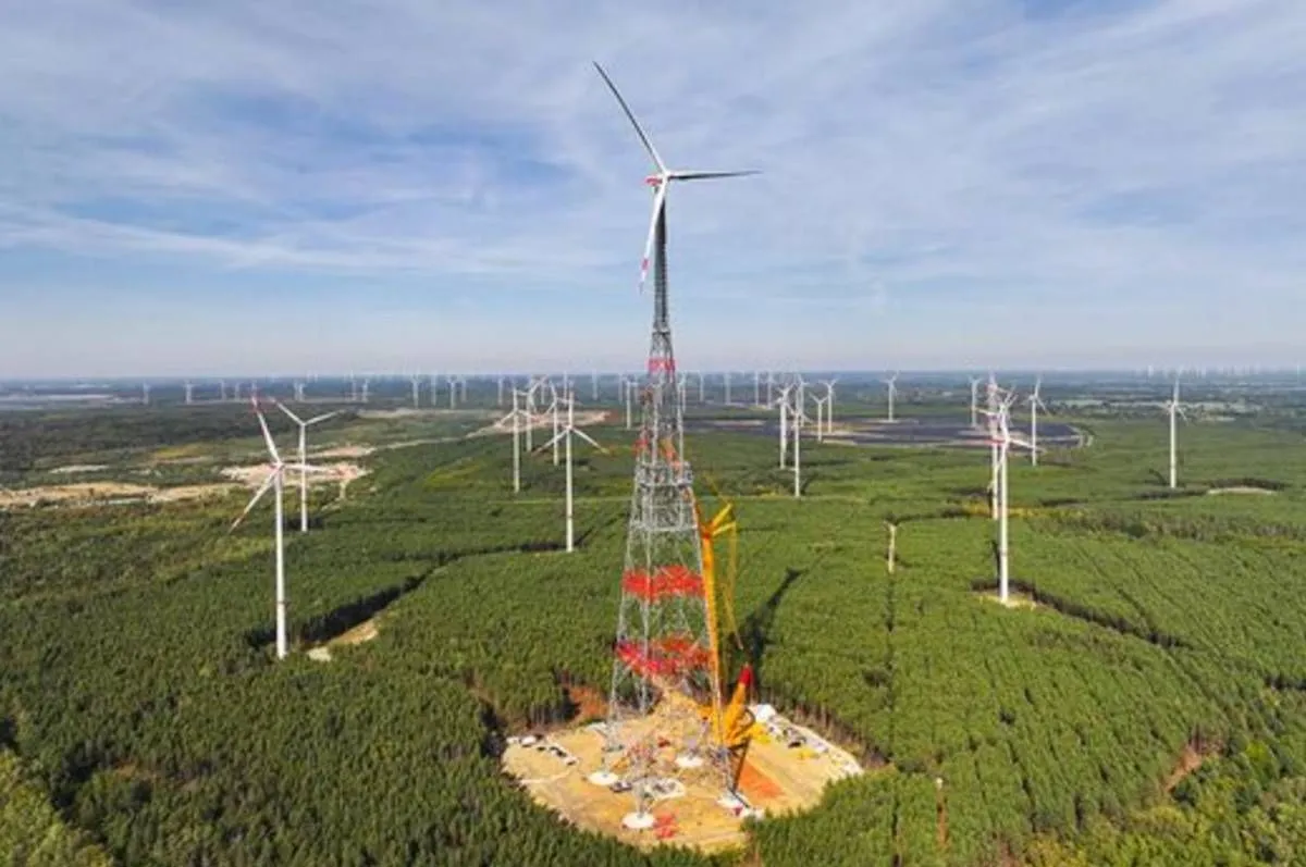 O aerogerador mais alto do mundo já foi concluído: tem 365 metros de altura e pode carregar 1.200 carros elétricos por dia
