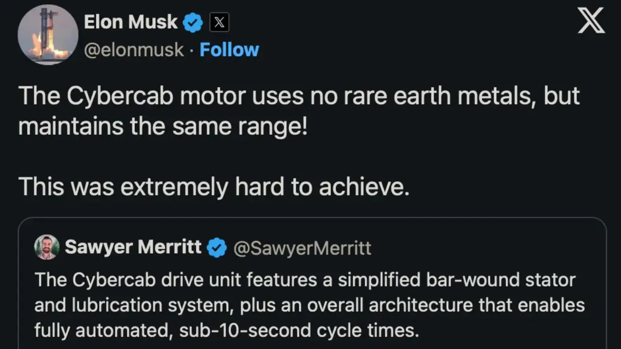 El motor del Tesla Cybercab no utiliza tierras raras, igual que el del Renault 5... pero hay una diferencia fundamental