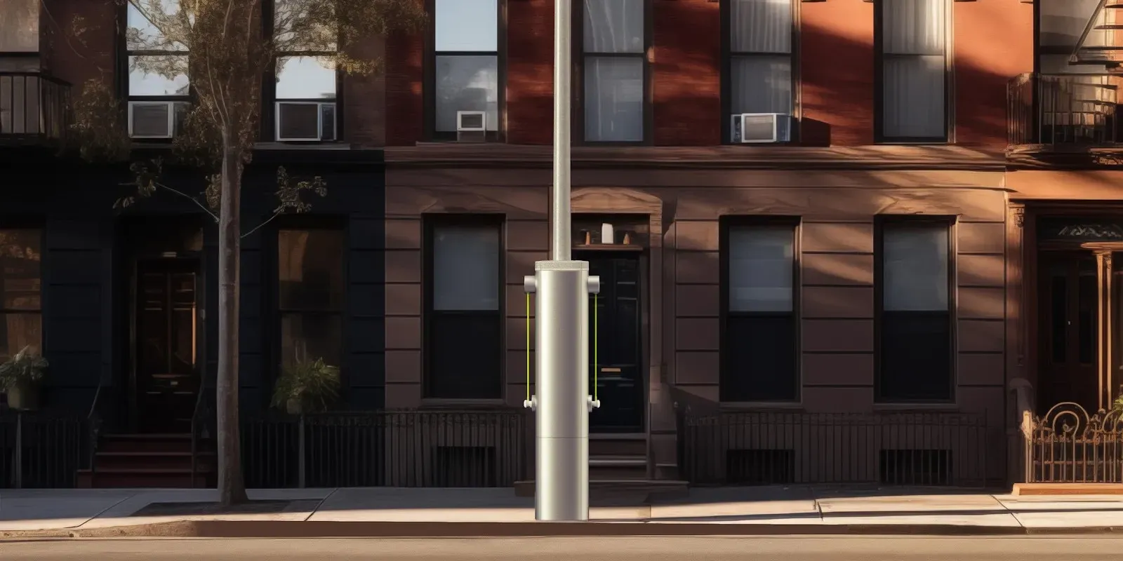 colonna luminosa con caricabatterie per veicoli elettrici sul marciapiede