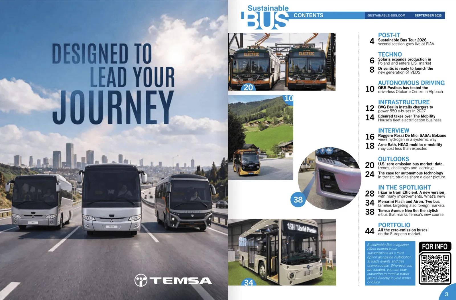 Вышел журнал Sustainable Bus за сентябрь 2026 года: американские автобусы с нулевыми выбросами, автономный транспорт и новые автомобили представлены в номере