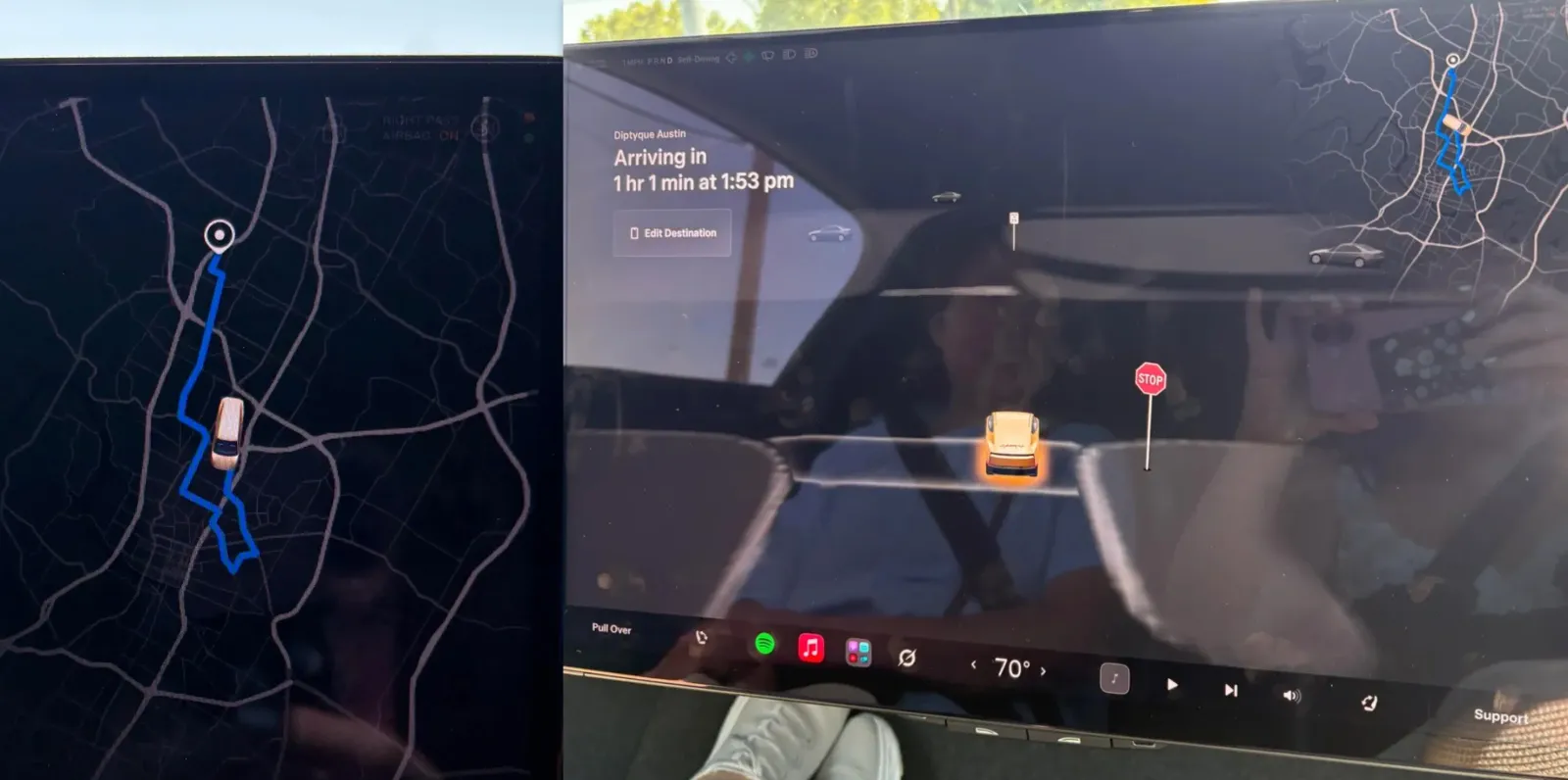 Tesla Cybercab robotaxi in situazione di difficoltà