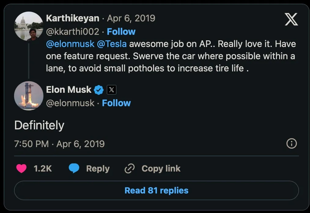 Tesla zapowiada omijanie dziur w FSD. Funkcja wraca po 7 latach tych samych obietnic